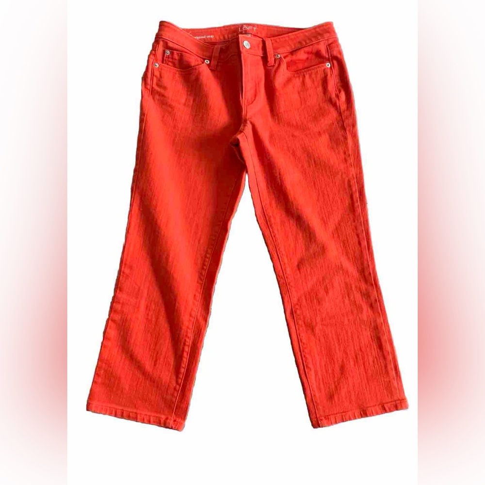 ANN TAYLOR LOFT Original Crop Orange Stretchy Denim Jeans Size 6  33x22